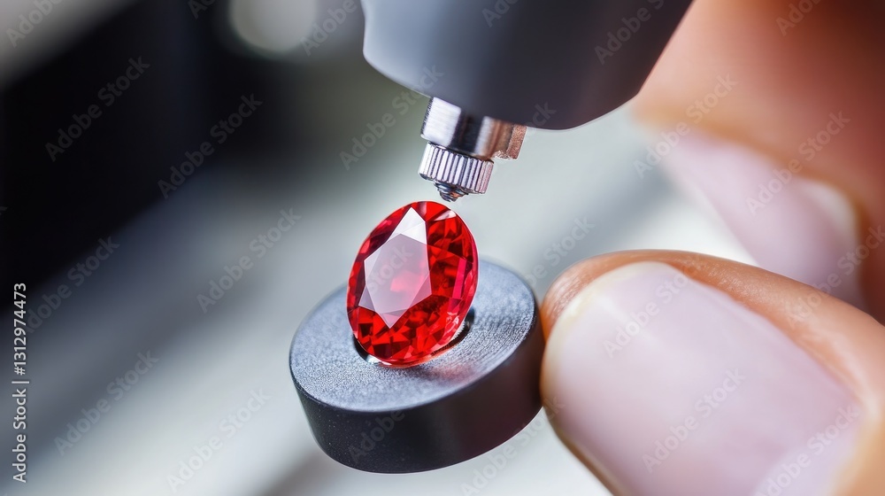 Poster digital refractometer testing the optical properties of a stunning ruby.