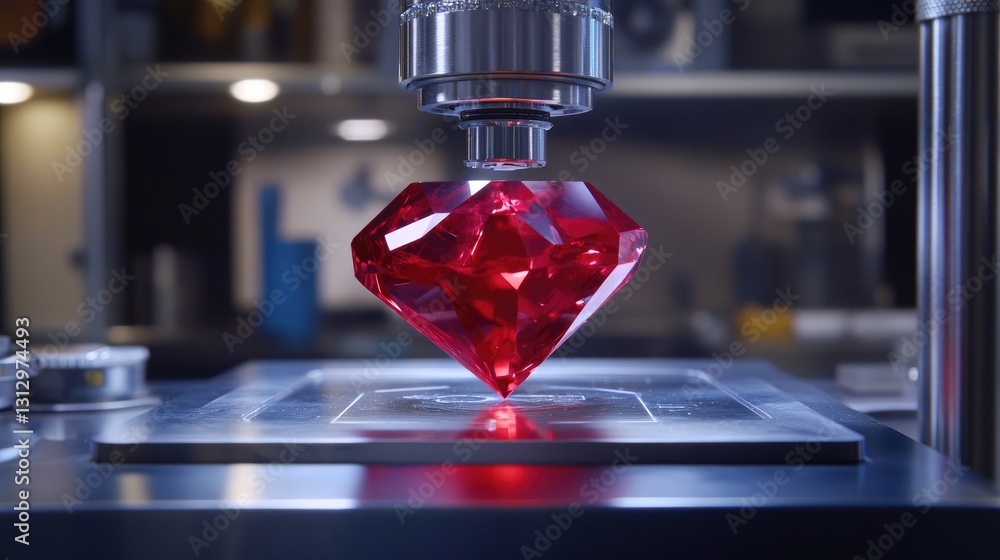 Poster digital refractometer testing the optical properties of a stunning ruby.