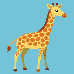 Naklejka premium Tall brown giraffe cartoon illustration a wild mammal with long neck standing isolated