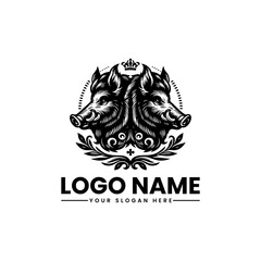 Retro Style Boar Head Vector Logo | Vintage Wild Hog Illustration | Classic Rustic Animal Emblem