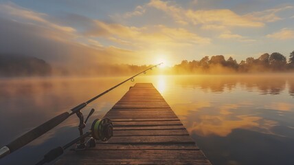 wooden pier at sunrise