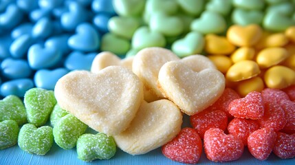 Sweet Heart-Shaped Cookies and Candies