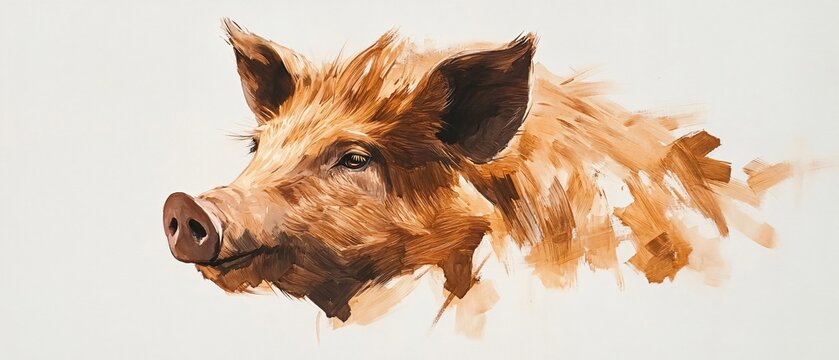 Professional Image of Duroc Pig on White Background for Agricultural and Livestock Purposes