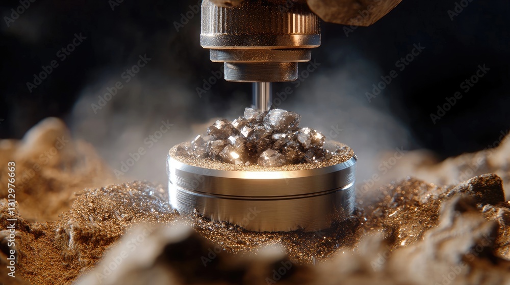 Poster gemstone grinder and polisher at work, creating a smooth and reflective surface.