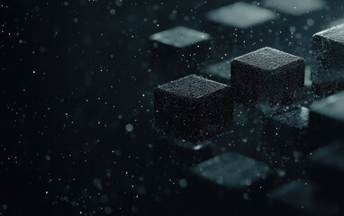 Dark Gray Glittering Cubes Abstract Background
