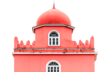 Coral Pink Building Dome Windows Architectural Beauty