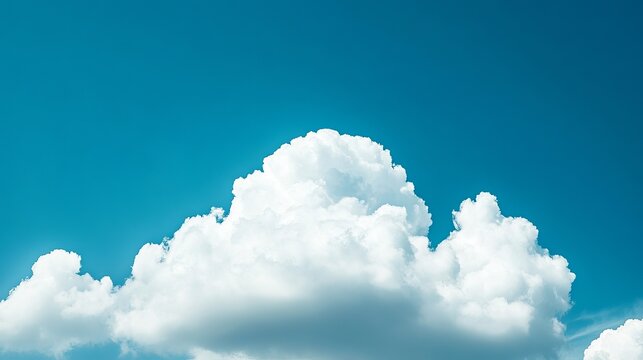 Beautiful Fluffy White Cumulus Clouds in Vibrant Blue Sky Summer Day Peaceful Nature Scene  Bright Sunny Day  Outdoor  Background Image air art calm  