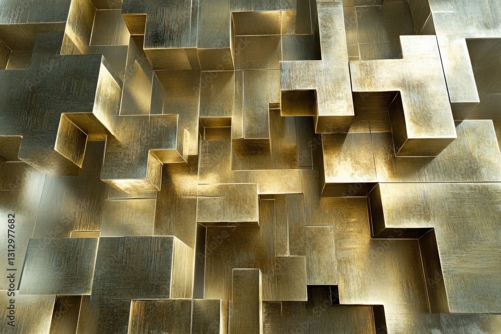 Poster abstract gold cube pattern background texture design art