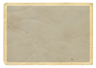 Vintage scalloped edge photo paper on transparent background. Aged and yellowed retro photo.