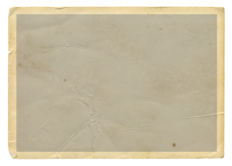 Vintage scalloped edge photo paper on transparent background. Aged and yellowed retro photo.