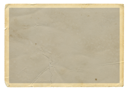 Vintage scalloped edge photo paper on transparent background. Aged and yellowed retro photo.