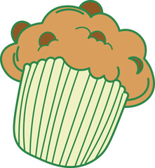 Illustration of a Muffin with Chocolate Chips
