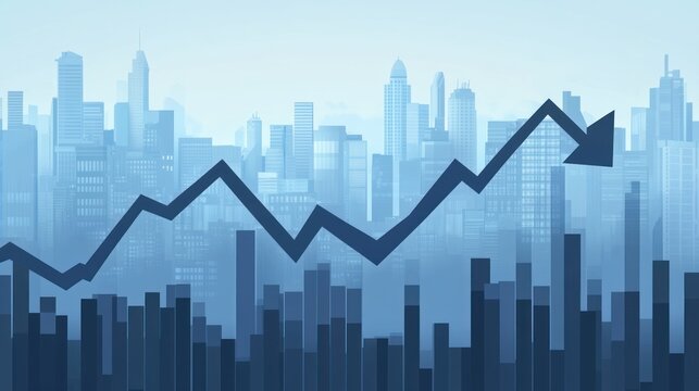 Business growth in cityscape, downward trend