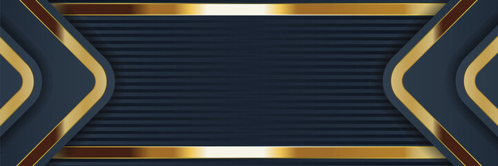 Fototapeta premium Elegant gold-navy abstract design, striped background, presentation template