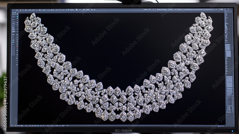 Aufkleber high-resolution cad jewelry design on a computer screen with d modeling tools.