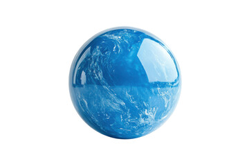 Beautiful blue sphere resembling Earth floating against a clean white background