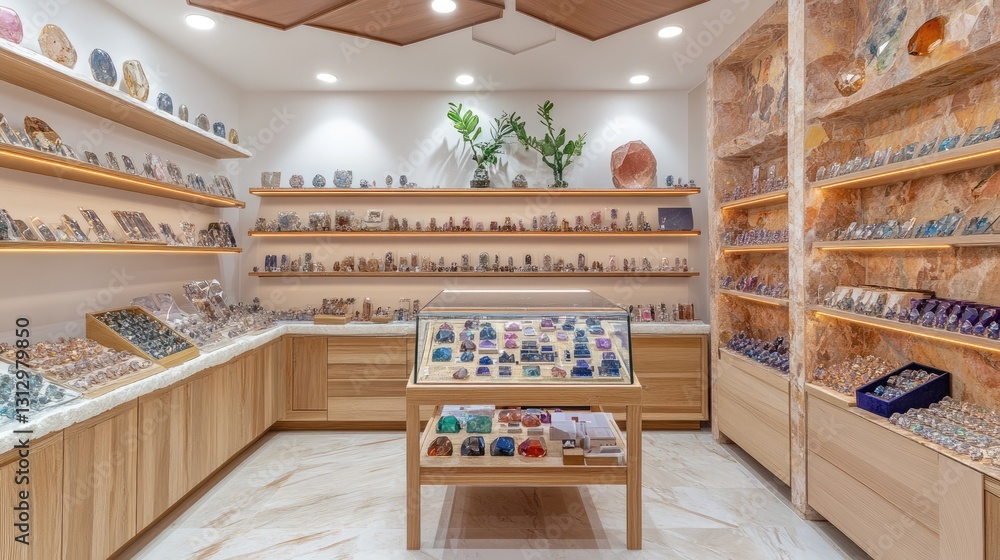 Poster high-tech gemstone store featuring a digital interface for gemstone certification.