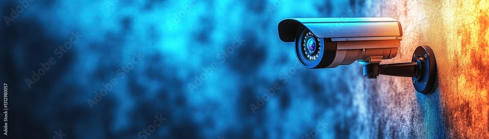 Poster detailed close-up of a cctv security camera showcasing its design and functionality for home and bus