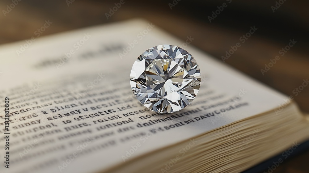 Poster lab-certified diamond resting on an official grading report with precise details.