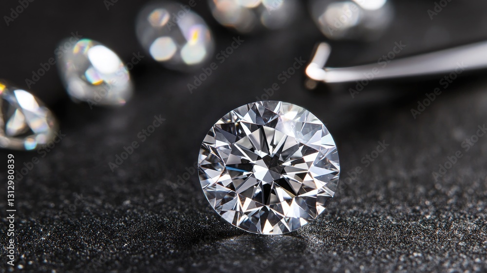 Poster lab-certified diamond resting on an official grading report with precise details.