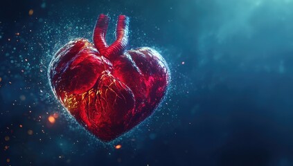 3D Human Heart Anatomy in Abstract Background