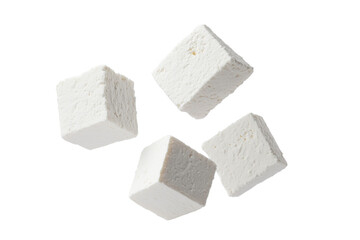 Four white cubes of something, isolated