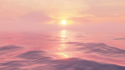 Obraz premium Serene Sunset Over Calm Ocean Waters with Soft Pastel Hues Reflecting on Surface