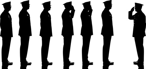 vector set of Military man salute silhouette

