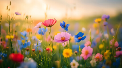 Fototapeta premium Wildflowers in Golden Light