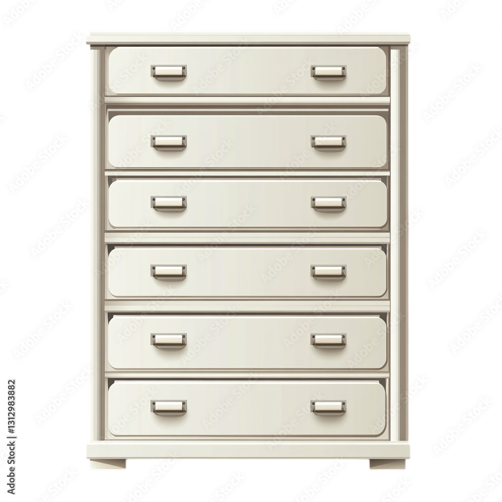 Poster filing cabinet with multiple drawers isolated on transparent background