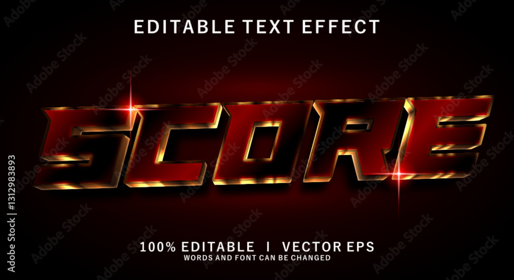 Poster score 3d vector text effect with modern style design