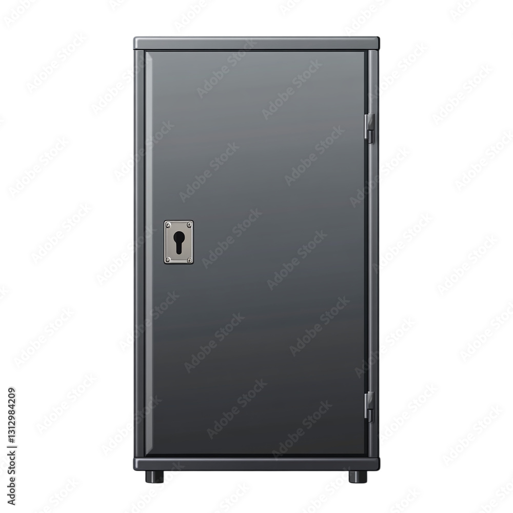Poster filing cabinet with secure lock isolated on transparent background