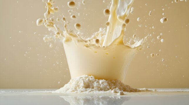 The Creamy Splash: A dynamic image capturing a splash of creamy liquid as it interacts with the powder base, creating an eye-catching display.