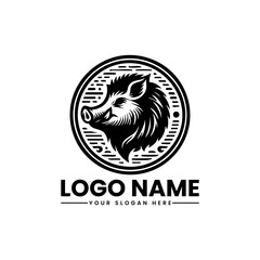 Retro Style Boar Head Vector Logo | Vintage Wild Hog Illustration | Classic Rustic Animal Emblem