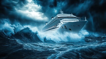 Cruise ship stormy ocean waves danger travel