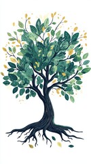 Naklejka premium An artistic representation of a vibrant tree with lush green foliage