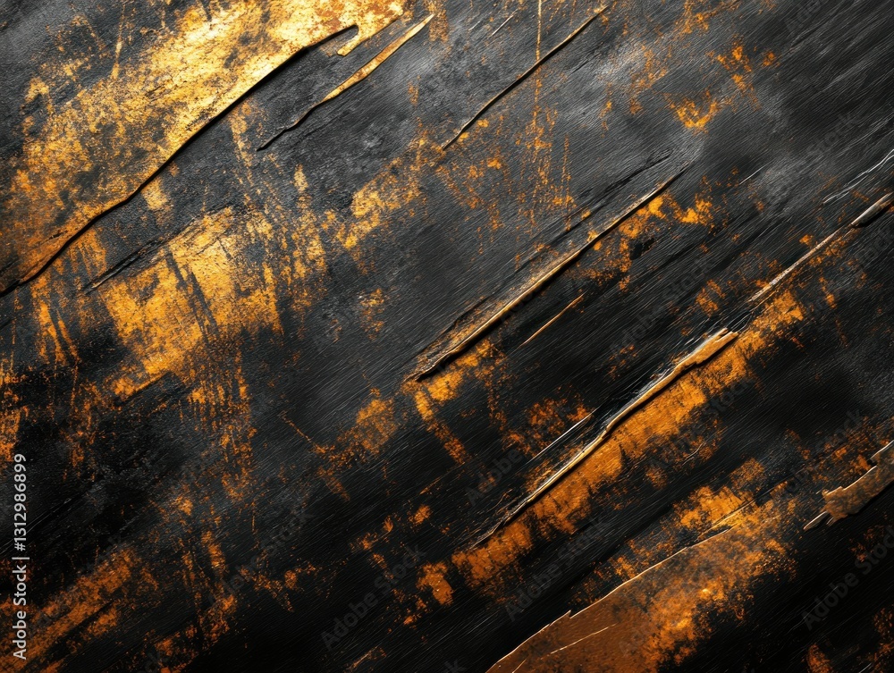 Poster abstract texture with black and gold patterns showcasing depth