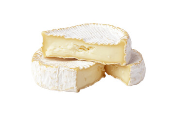 Three slices of cheese with one slice missing, isolated
