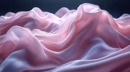 Obraz premium Pink silk fabric flowing, dark background studio