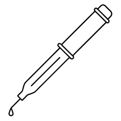 Minimalist Micropipette Drawing Vector | Line Art, Clipart & Cartoon Illustration, Minimalist micropipette vector illustration, perfect for clipart, cartoons, and line art designs.