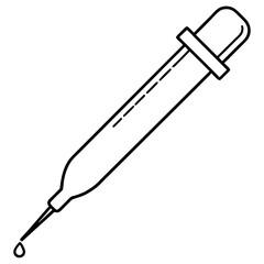 Minimalist Micropipette Drawing Vector | Line Art, Clipart & Cartoon Illustration, Minimalist micropipette vector illustration, perfect for clipart, cartoons, and line art designs.