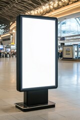 Blank advertising display in a modern airport terminal