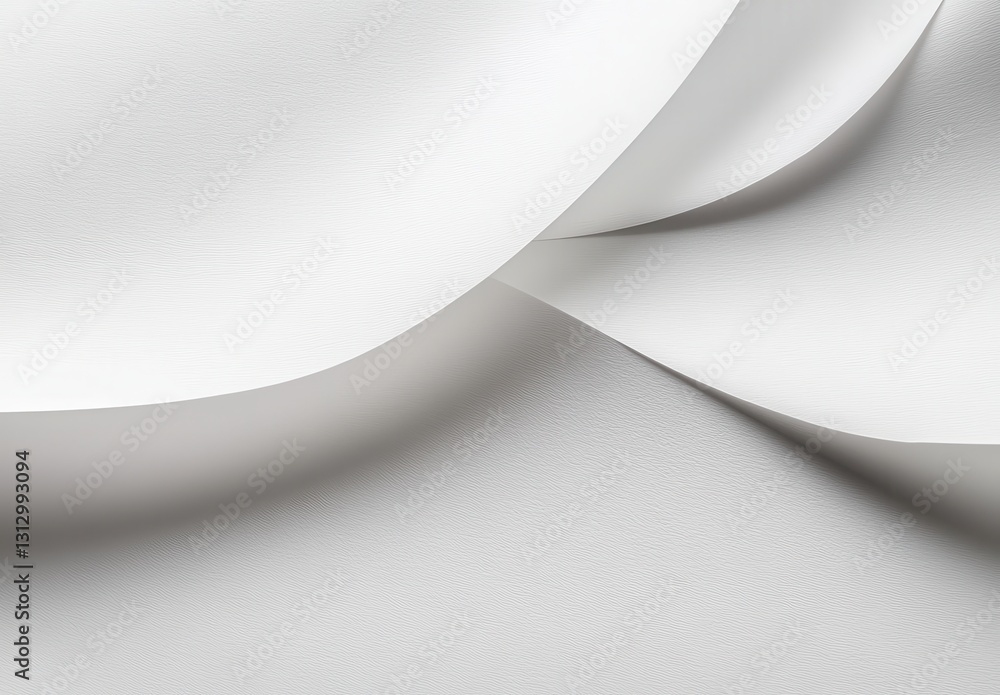 Poster elegant curved white paper layers creating soft shadows and textures for minimalist design and creat