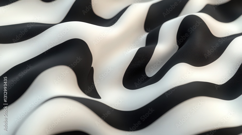 Poster abstract black and white wavy texture with smooth flowing pattern