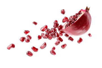 Close up of a red fruit with a few pieces missing, isolated