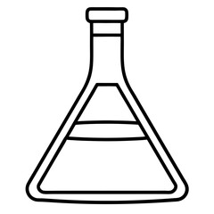 Minimalist Line Drawing of Erlenmeyer Flask – Vector Illustration, Clipart & Line Art, Minimalist line art of an Erlenmeyer flask – perfect for science-themed vector designs & clipart.