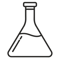 Minimalist Line Drawing of Erlenmeyer Flask – Vector Illustration, Clipart & Line Art, Minimalist line art of an Erlenmeyer flask – perfect for science-themed vector designs & clipart.