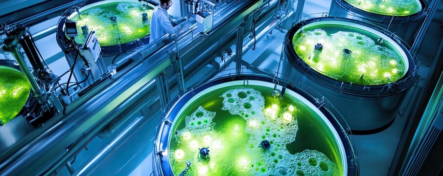 Innovative Laboratory with Algal Cultivation Tanks and Equipment