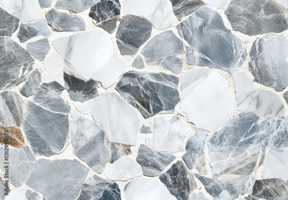 Aufkleber elegant grey and white marble mosaic stone pattern with irregular shapes for interior design and arc