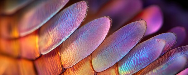 Vibrant, Colorful Iridescence of Insect Wing Microscopic Details